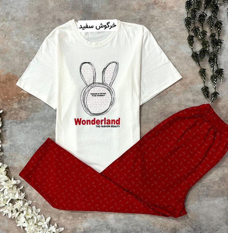 ست تیشرت و شلوار مدل عروسکی نخ پنبه چاپی