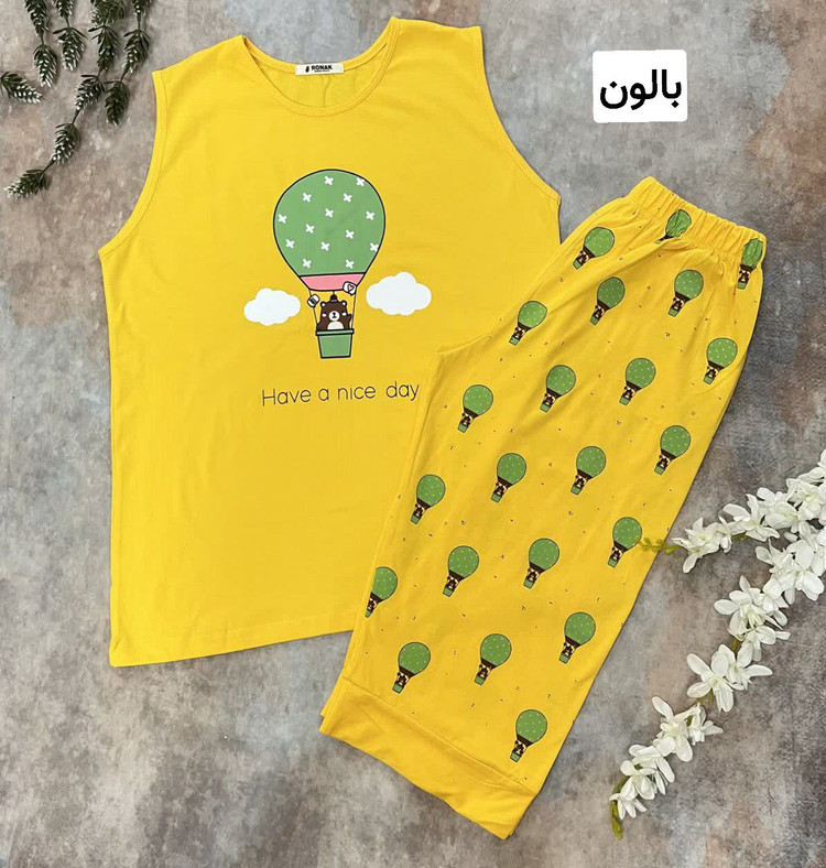 ست تاپ و شلوارک مدل عروسکی نخ پنبه چاپی