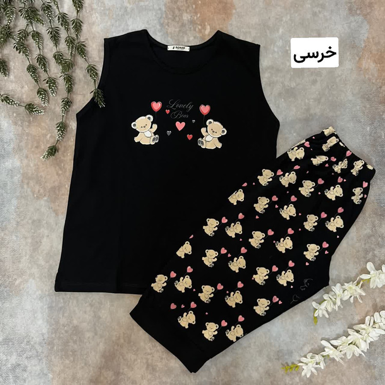 ست تاپ و شلوارک مدل عروسکی نخ پنبه چاپی