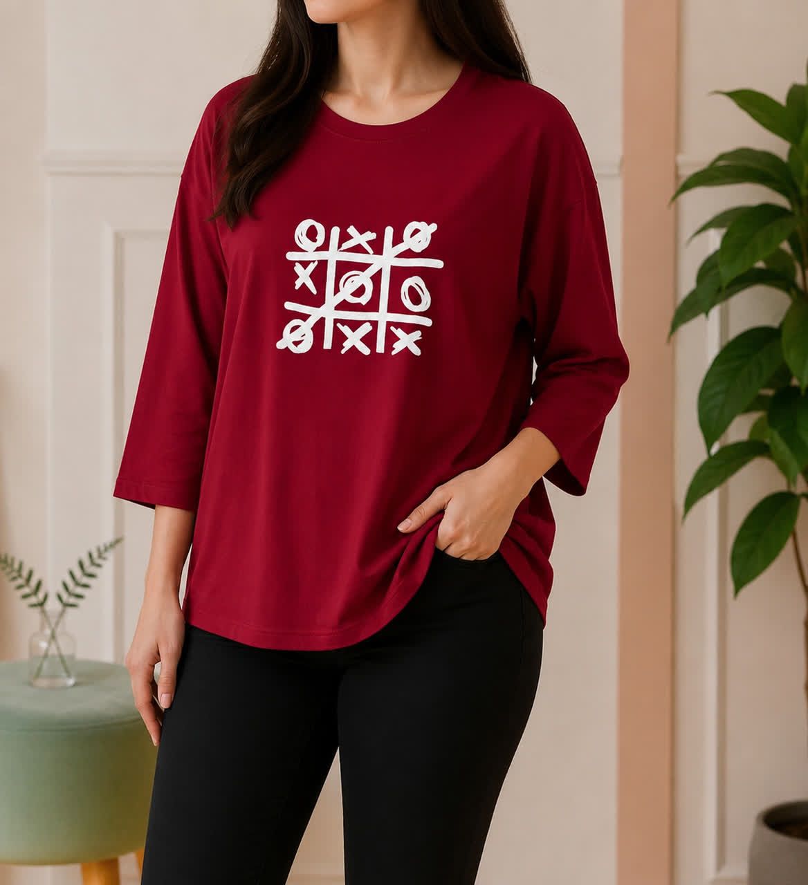 تیشرت مدل آزاده آستین سه ربع نخ پنبه