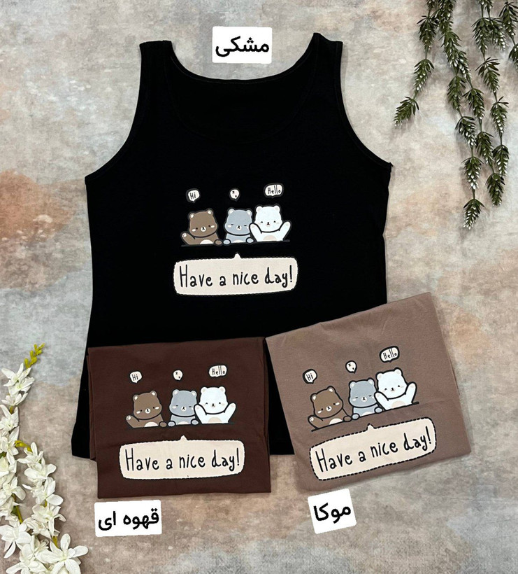تاپ مدل خرسیا نخ پنبه چاپی
