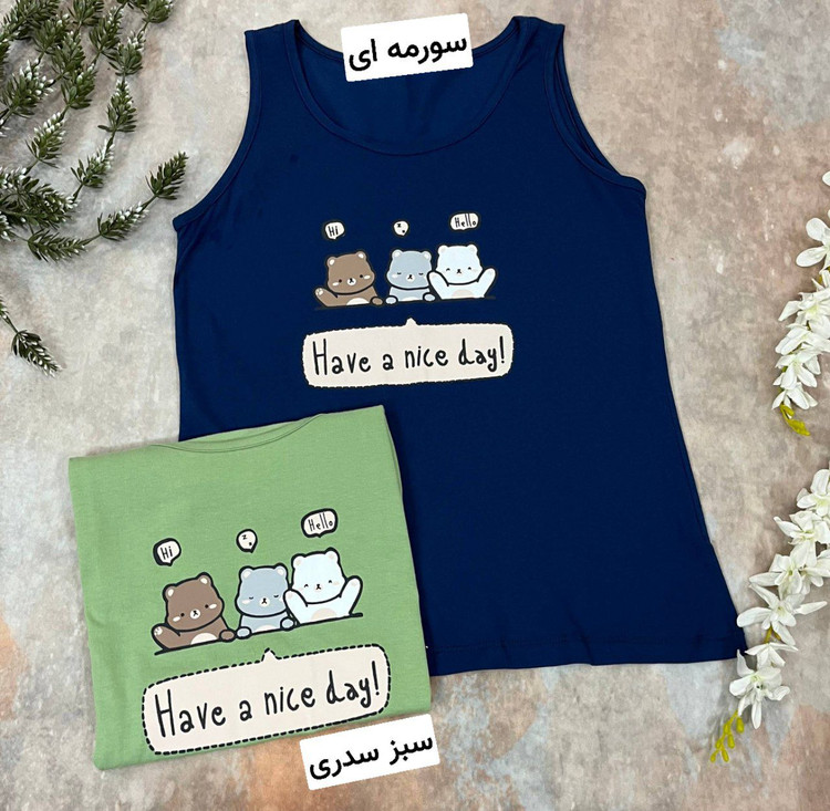 تاپ مدل خرسیا نخ پنبه چاپی